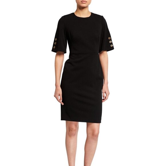 Calvin Klein A-Line Sheath Dress with Button Detail Size 2 0134 - Picture 1 of 11